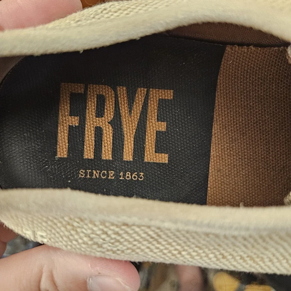 FRYE Brett Beige Canvas Lace Up Low Top Fashion Sneakers Men's Size 11